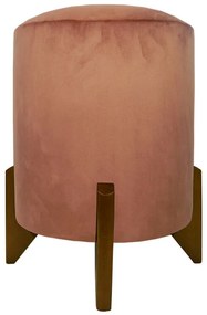 Puff Redondo Evo Peach em Veludo com Pés Escandinavo - Rosa - Pequeno 35cm
