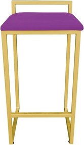 Conjunto 02 Banquetas Pietra Suede Base Dourado D03 - D'Rossi - Roxo