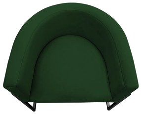 Poltrona Decorativa Base Metal Preta Luna Veludo Verde - Sheep Estofados - Verde escuro