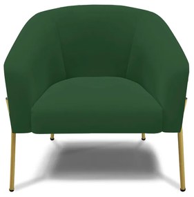 Poltrona Decorativa Pé de Ferro Dourado Stella Veludo D03 - D'Rossi - Verde