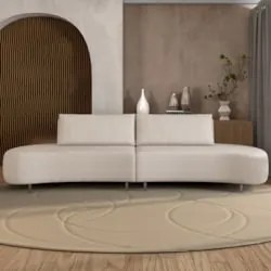 Sofá 3 Lugares 240cm Orgânico Pé Ferro Nagai Suede Bege Z55 - Mpozenat