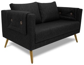 Poltrona Namoradeira Paris D07 2 Lugares Linho Preto - D'Rossi