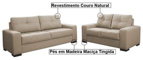 Sofá 2 e 3 Lugares Turim Couro Bege 66 G58 - Gran Belo