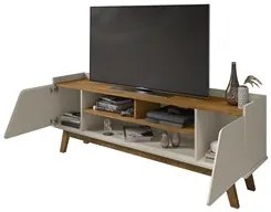 Rack Bancada para TV 65 Pol 160cm Titan B02 Off White/Naturalle - Mpoz
