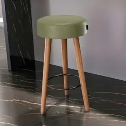 Banqueta Alta Estofada Pés Palito Hong Sintético Verde S08  - Mpozenat