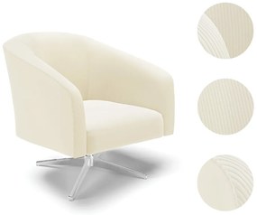 Poltrona Decorativa Giratória Cromada Stella Cotelê Int/Veludo D03 - D'Rossi - Off White