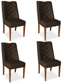 Kit 4 Cadeiras de Jantar Micheli Suede Marrom
