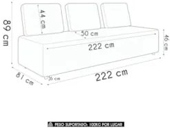 Sofá 3 Lugares 222cm Sala de Estar Rovier Sintético Caramelo Z32 - Mpo
