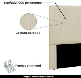 Cabeceira Decorativa Casal 1,40M Erza Veludo Bege G63 - Gran Belo