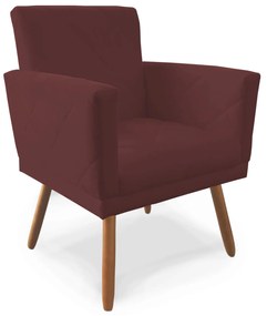 Poltrona Decorativa Lívia Pés Palito Suede Bordô - Sheep Estofados - Vermelho escuro