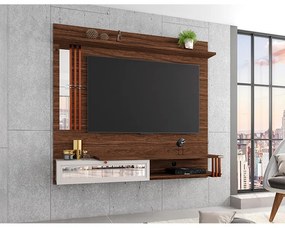 Painel de TV Home Suspenso Pérola 180cm Imbuia/Beige - Vizzato - Bege