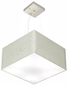 Lustre Pendente Quadrado Md-4197 Cúpula em Tecido 25/45x45cm Rustico Cinza - Bivolt