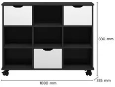 Nicho Organizador com Rodízios Toys 3 Gavetas Q01 Preto/Branco - Mpoze