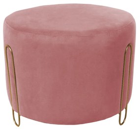 Puff Decorativo Redondo Duda Aramado Dourado Suede Rosê