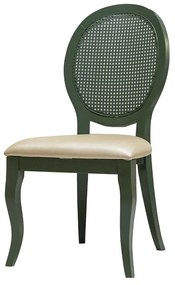 Cadeira Delicate com Palha de Empilhar - Verde Oliva - Tecido Facto Pérola e Palha Pintada Sextavada Kleiner