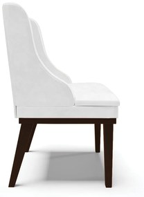 Kit 08 Cadeiras de Jantar Liz Corano Branco Base Fixa Madeira Tabaco D03 - D'Rossi