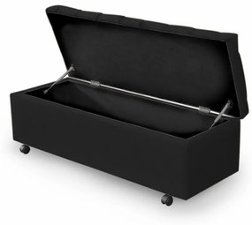 Calçadeira Baú Casal King 193 cm Potenza Veludo Preto - Preto