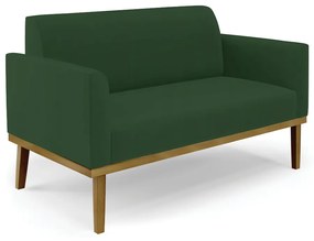 Sofá Namoradeira com Poltrona Base de Madeira Fixa Castanho Marisa Veludo  D03 - D'Rossi - Verde