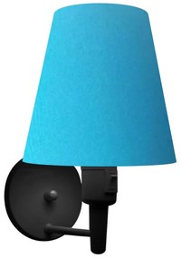 Arandela Cone Md-2013 Preto C/ Inter Liga e Desl Cúpula em Tecido Azul Turquesa - Bivolt