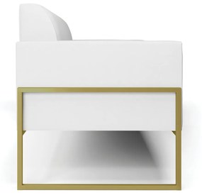 Sofá Namoradeira Base Industrial Alta Dourado Marisa Corino D03 - D'Rossi - Branco