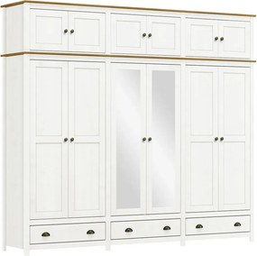 Guarda Roupa Bipartido 12 Portas Madeira Maciça Osiris Branco/Freijó - G74 - Gran Belo