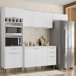 Armário de Cozinha Com Tampo CP04 250cm Pérola Branco Z34     - Mpozen