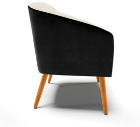 Poltrona Decorativa Pé Palito Castanho Stella Preto/Linho Bege D03 - D'Rossi