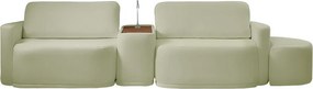 Sofá Sala Modulado 299cm com Puff Console USB Luminária Brumma Bouclê K01 - D'Rossi - Verde