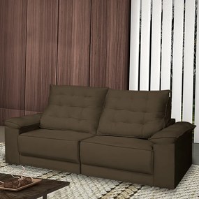 Sofá Retrátil e Reclinável Living Maittê 2,50m Veludo Marrom