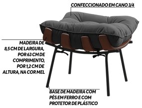 Puff Decorativo Sala de Estar Abel Base de Madeira Preto Suede Cinza G41 - Gran Belo
