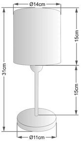 Abajur de cabeceira md-2010cz cúpula em tecido branco