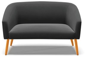 Namoradeira 02 Lugares Stella Suede Preto Pés Palito Castanho - D'Rossi
