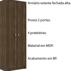 Armário Estante Alto para Escritório Home Office ME4105 MDP Nogal G69 - Gran Belo