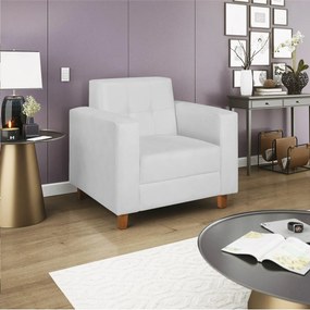 Poltrona Decorativa Denver Suede Branco - ADJ Decor