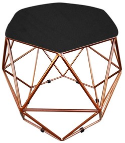Puff Aramado Hexágono Suede Base Cobre - D'Rossi - Preto
