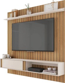 Painel Sirius Ripado 180cm para TV até 65 com Ripado MDF Buriti/OffWhite G11 - Gran Belo
