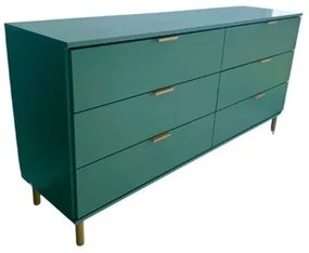 Cômoda 6 Gavetas Verde Oliva em MDF 158x40x76 cm Ditália