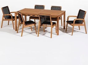 Conj. Trama Mesa 6 Lugares Jatobá Corda Preta 180cm - 78608 Sun House