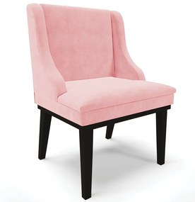 Poltrona Decorativa Base Fixa de Madeira Firenze Suede Rosa Bebê/Preto G19 - Gran Belo