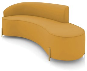 Sofá 4 Lugares Orgânico 220cm Pé Dourado Morgan Veludo D03 - D'Rossi - Mostarda
