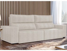 Sofá Retrátil 234 cm Sala de Estar Leonel Suede Bege G52 - Gran Belo