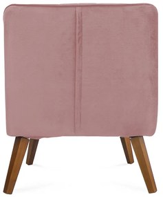 Kit 2 Poltronas Decorativas Dalia Pés de Madeira Veludo Rosa - Sheep Estofados - Rosa