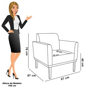 Kit 2 Poltronas Base de Madeira Fixa Castanho Marisa Veludo - Rose