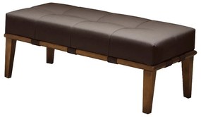 Puff Decorativo 100cm Martínez Linho Pés Madeira Marrom/Natural G62 - Gran Belo