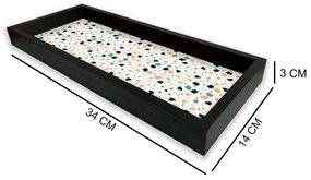 Bandeja Preta Com Gravura Impermeavel "Granilite" 34x14x3cm  - D'Rossi