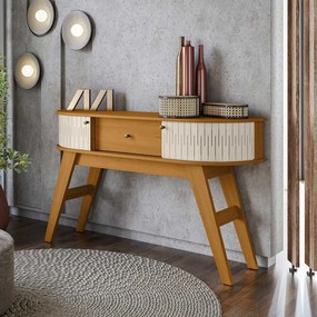 Aparador Decorativo Lauro 2 Portas Deslizantes MDP 1 Gaveta Cinamomo/OffWhite G97 - Gran Belo