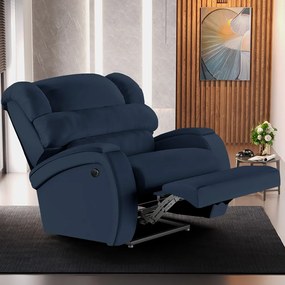 Poltrona do Papai Sala de Cinema Reclinável Kylie Power Elétrica Massagem USB PU Azul G23