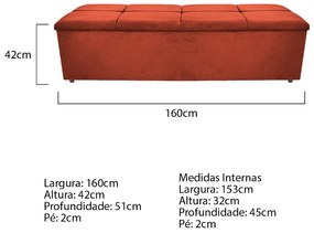 Calçadeira Munique 160 cm Queen Size Suede Terracota - ADJ Decor
