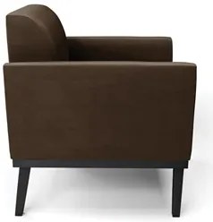 Sofá Namoradeira e 1 Poltrona Base Madeira Preto Maressa Suede Marrom