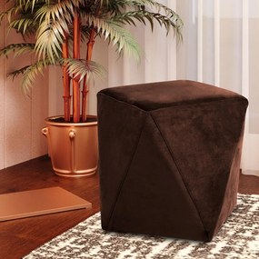 Kit 02 Puffs Decorativo Sala de Estar Blois Veludo Marrom G15 - Gran Belo
